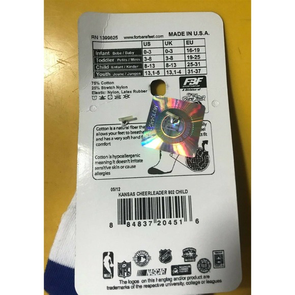 KU Kansas Univ SOCKS Child size 8-13 age 2-4 - Picture 6 of 12